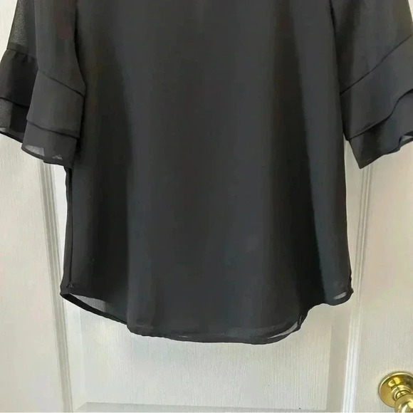 Ricki’s Blouse Short Sleeve Sheer Flowy  Ruffle Sleeves Black Size Small - Picture 5 of 14